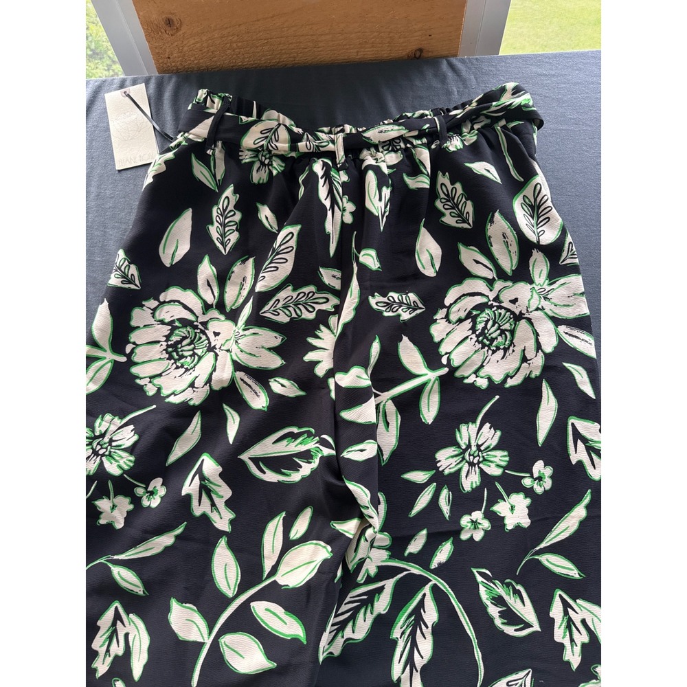 Eliane Rose Floral Wide Leg Belted Pants Black Green White Size Large NWT - Picture 6 of 6